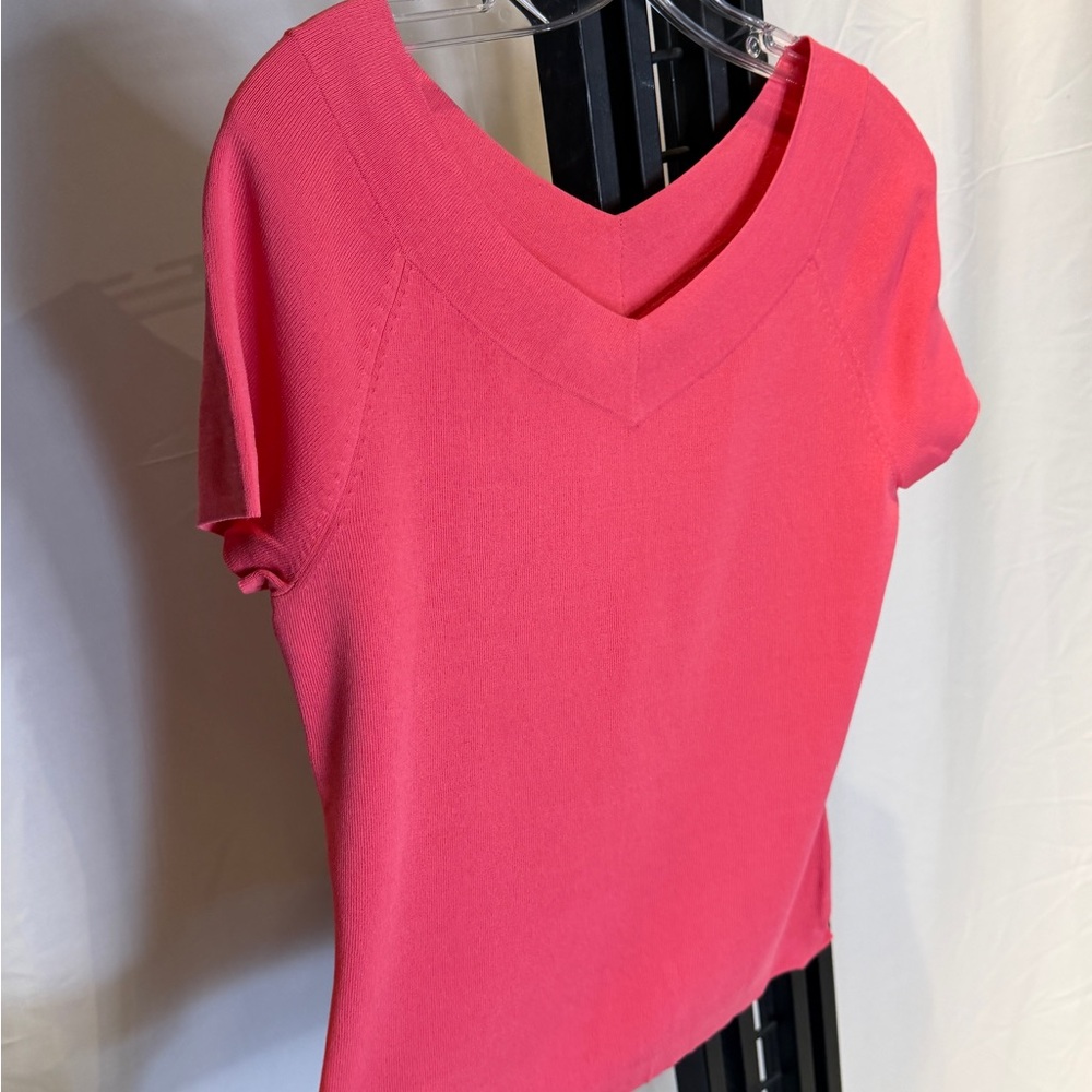 Talbots Coral Short Sleeve V-Neck Top (Vintage) - Picture 2 of 4